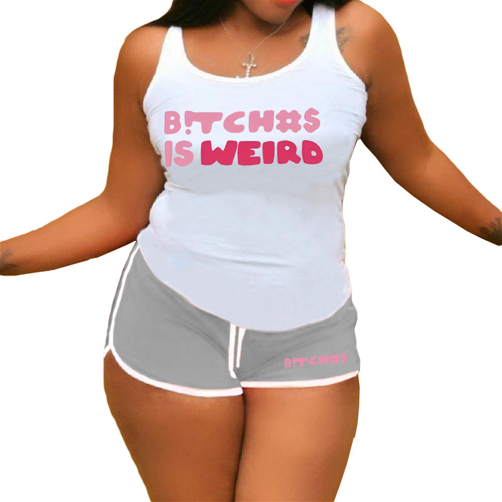 Women vest shorts sports yoga two piece set 25