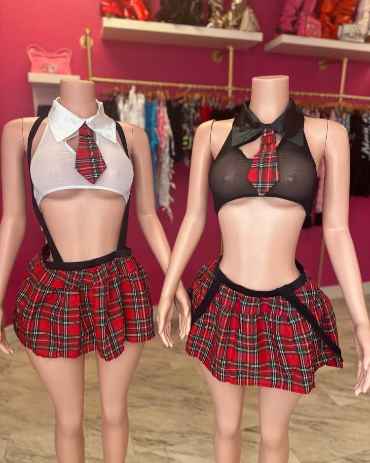 Women sexy See-Through Backless lace pleated tie Top and Skirt Set 4