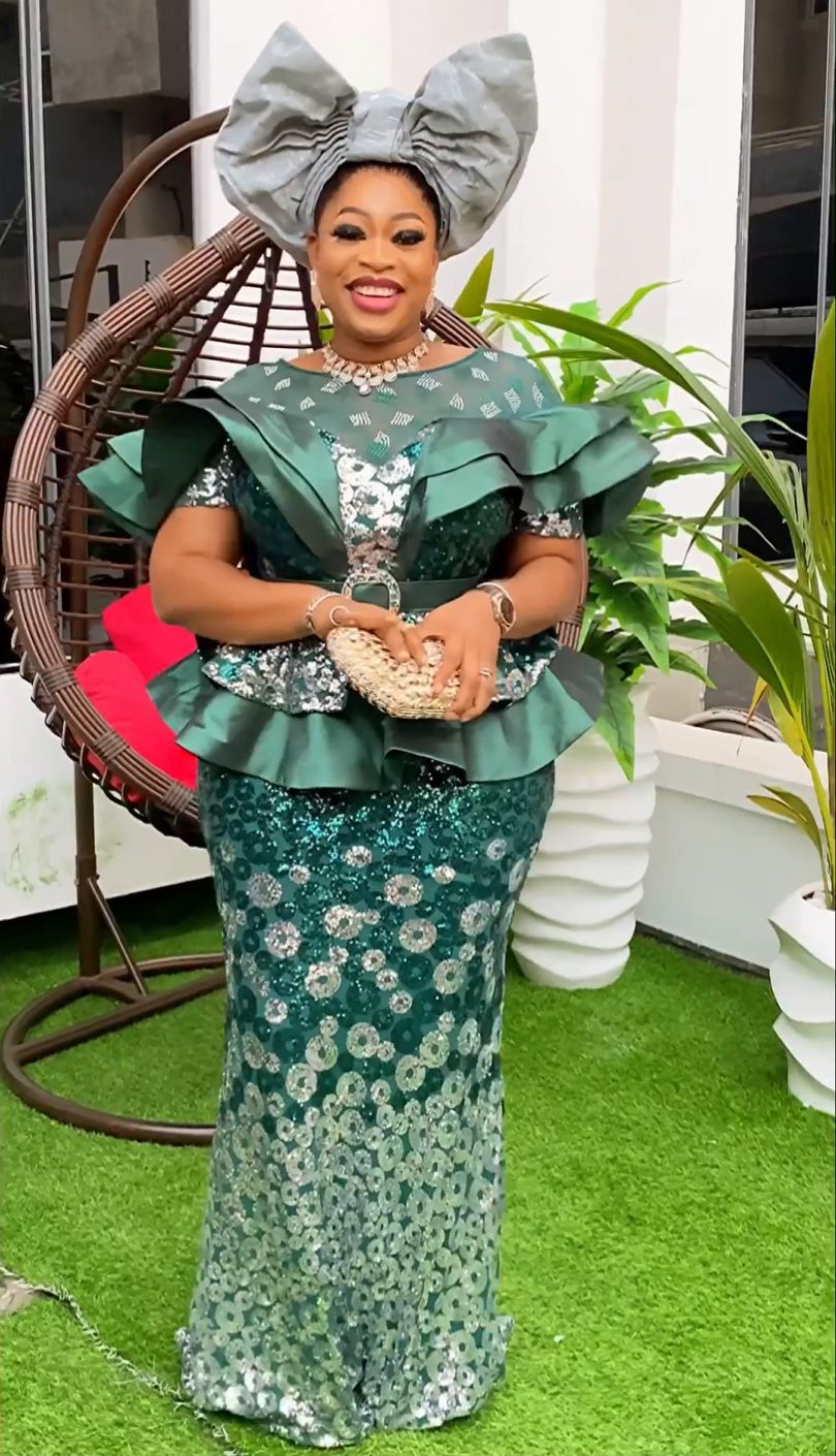 Plus Size African Women Clothing Sequin Patchwork Contrast Color Dress 5