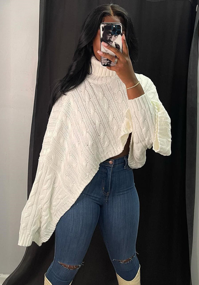 Women'S Shawl Loose Fashion Style Cropped Sweater Top 7
