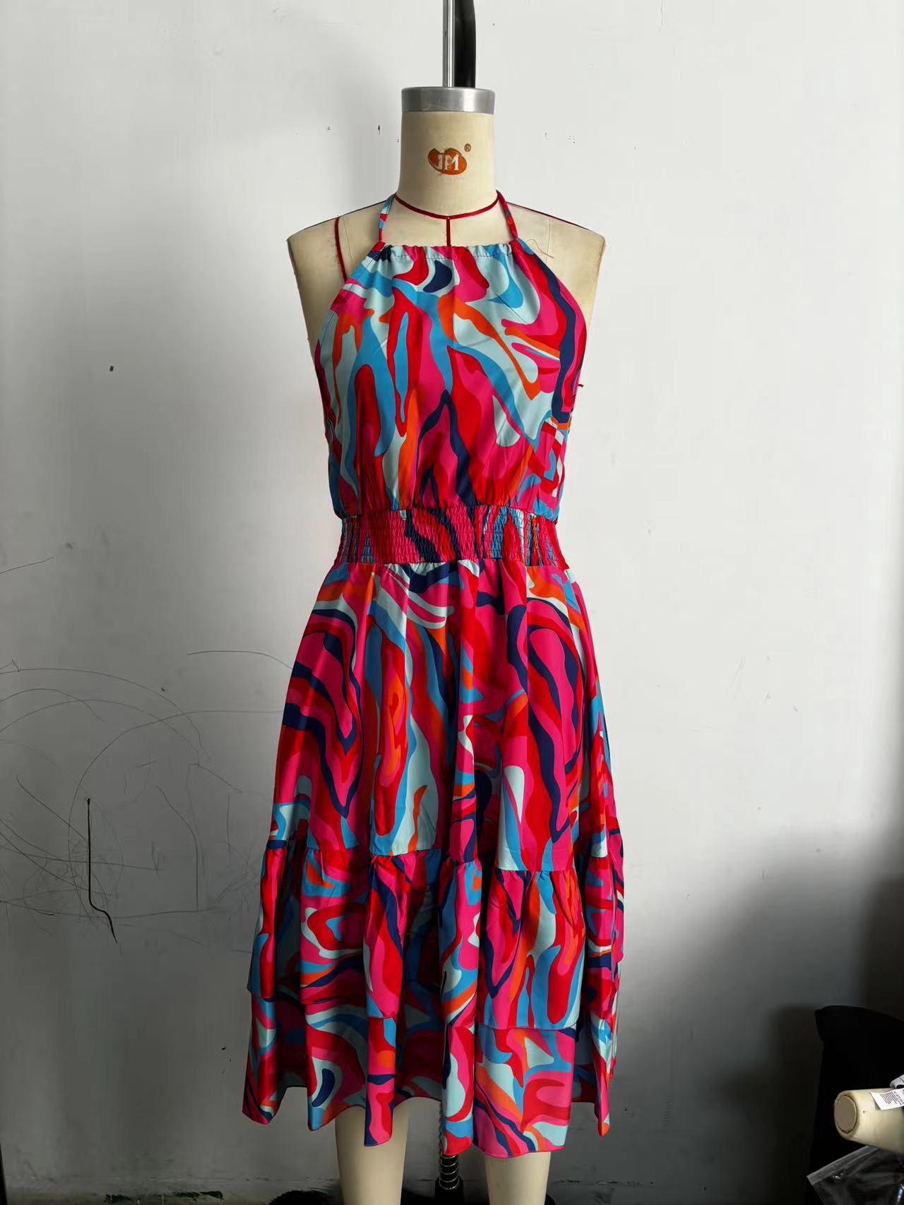 Summer Fashion Sexy Halter Neck Black Print Casual Women's Dress 19