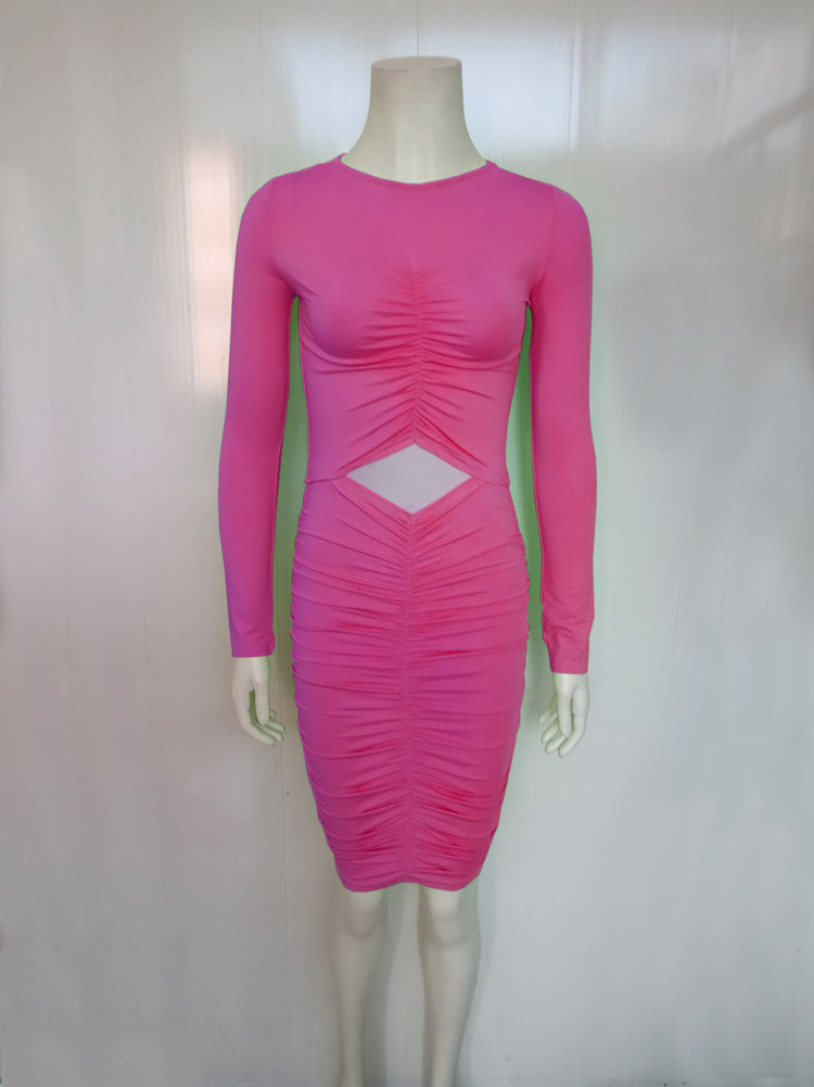 Women Autumn and Winter Pleated Sexy Dress 13