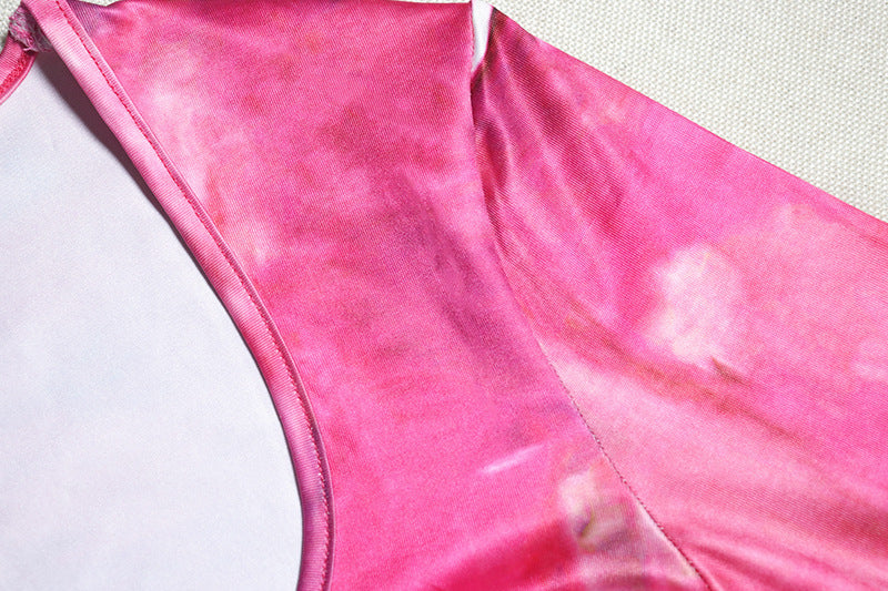 Women's Fashion Printed Sexy Hollow Long Sleeve Split Trendy Dress 13