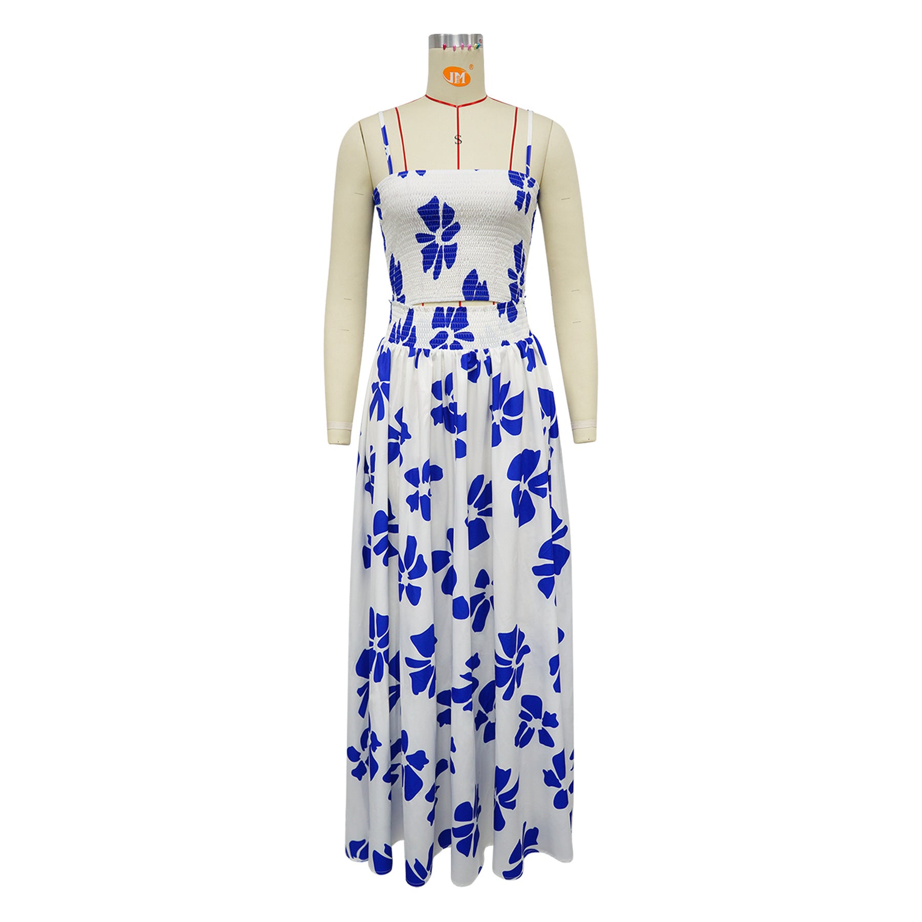 Women's Summer Bohemian Strap Top Swinging Skirt Two Piece Set 10