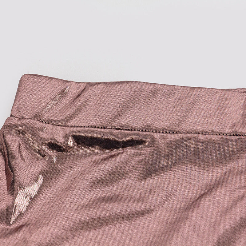 Spring Solid Color Long Sleeve Mesh Patchwork Sexy High Waist Women's Two Piece Pants Set 10