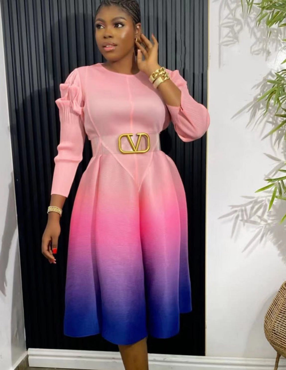 spring and summer women's fashion gradient loose Plus Size elegant dress 5