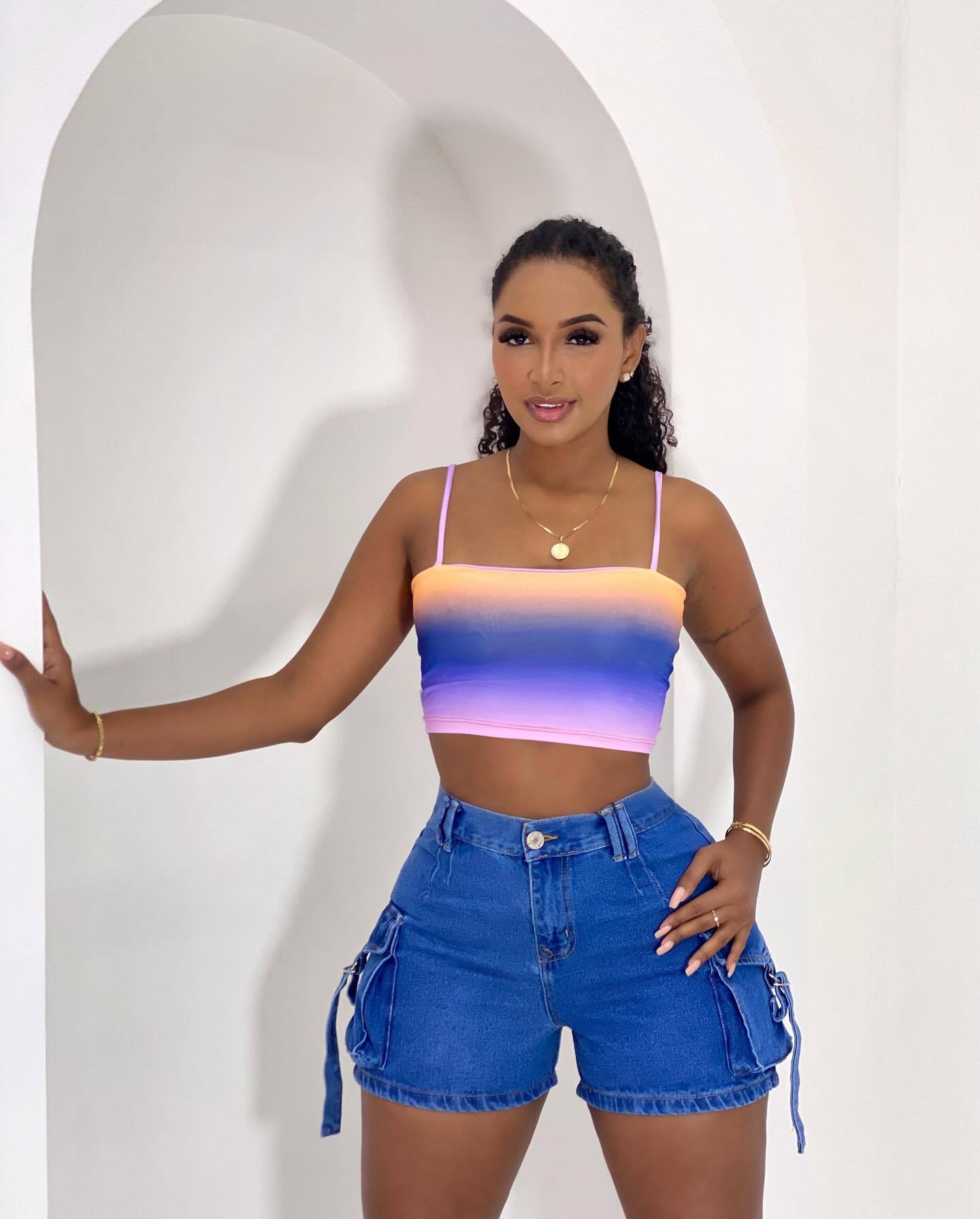 Women Washed Stretch Denim Shorts