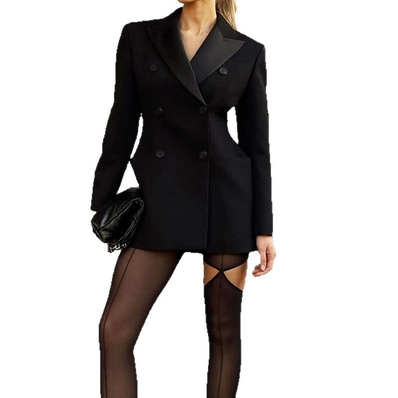 Spring Women's Long Sleeve V-Neck Long Career Blazer 5