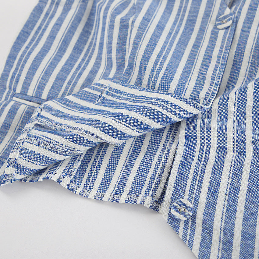 Women Striped V-Neck Sleeveless Top and Skirt Two-Piece 18