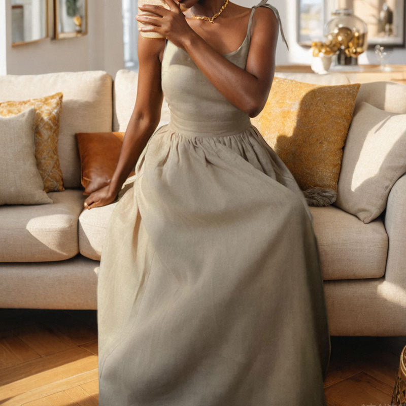 Women Spring elegant sexy Lace-Up Backless suspender dress 9