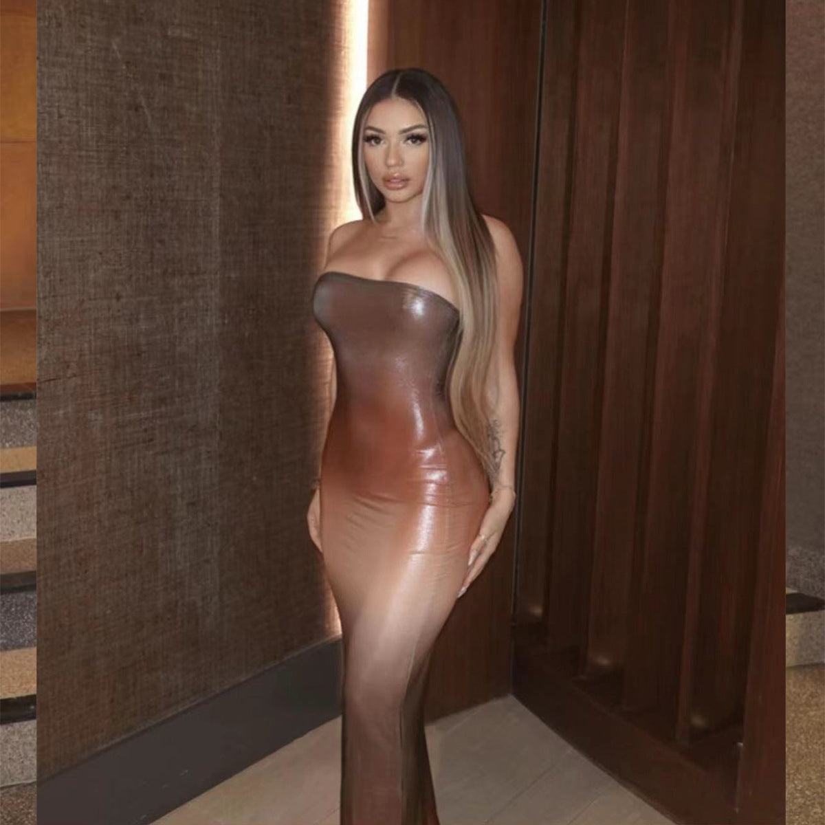 Women Fall Sexy Strapless Bodycon Dress 3