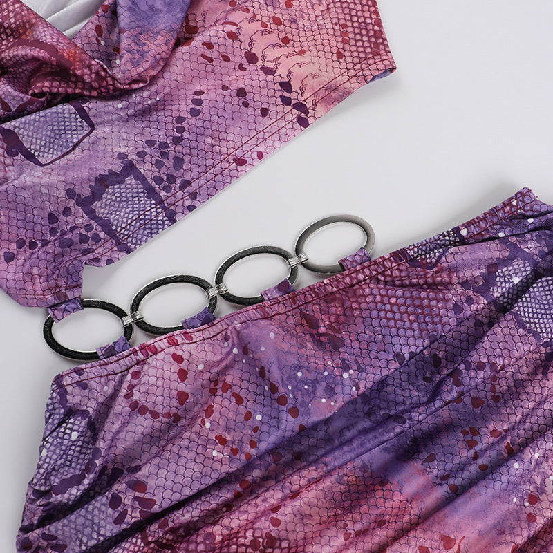 Women's Sexy One Shoulder Crop Two Piece Skirt Set 13