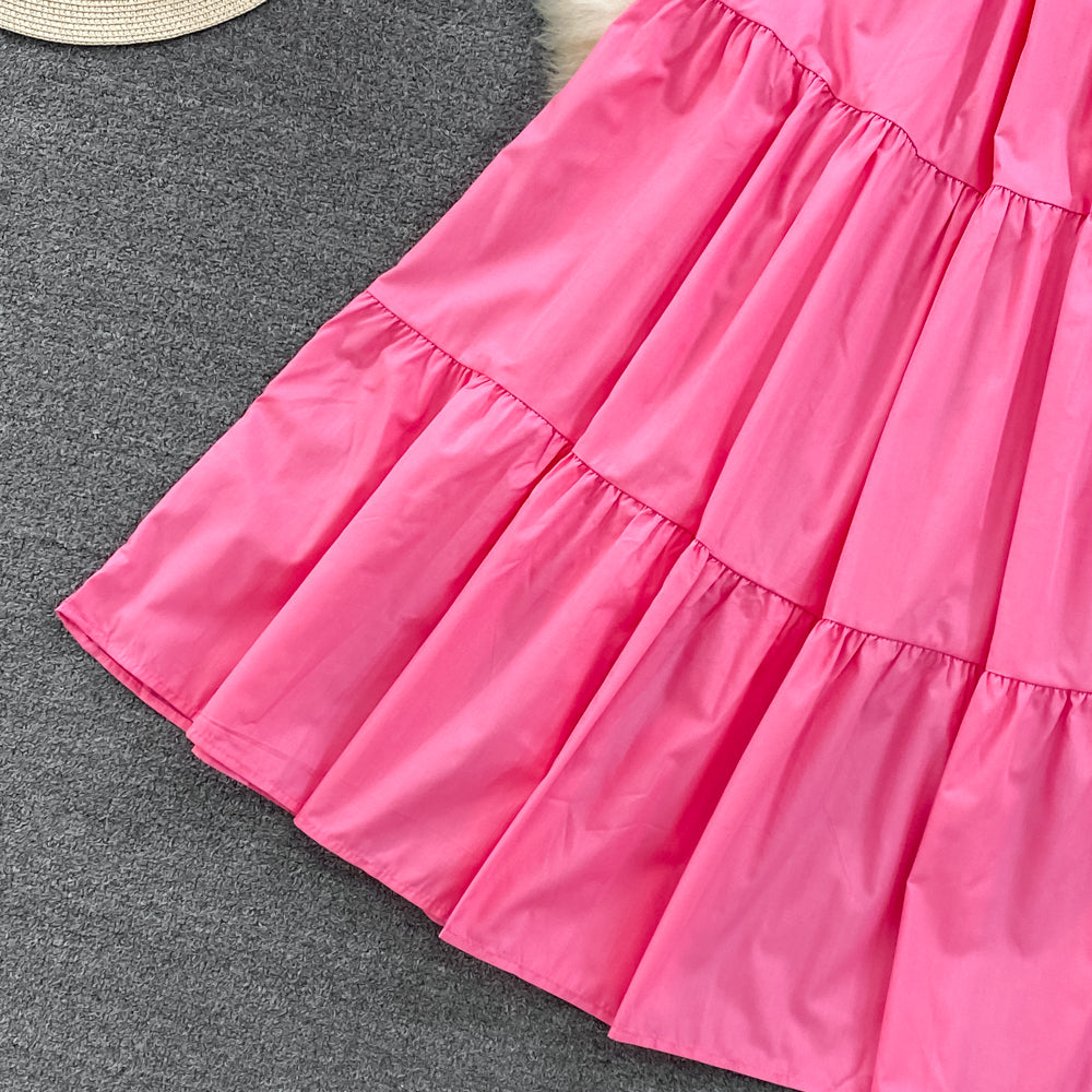 Retro Chic Sleeveless Slash Shoulder Slim Waist Slim Fit Beach Holidays A-Line Long Dress 36