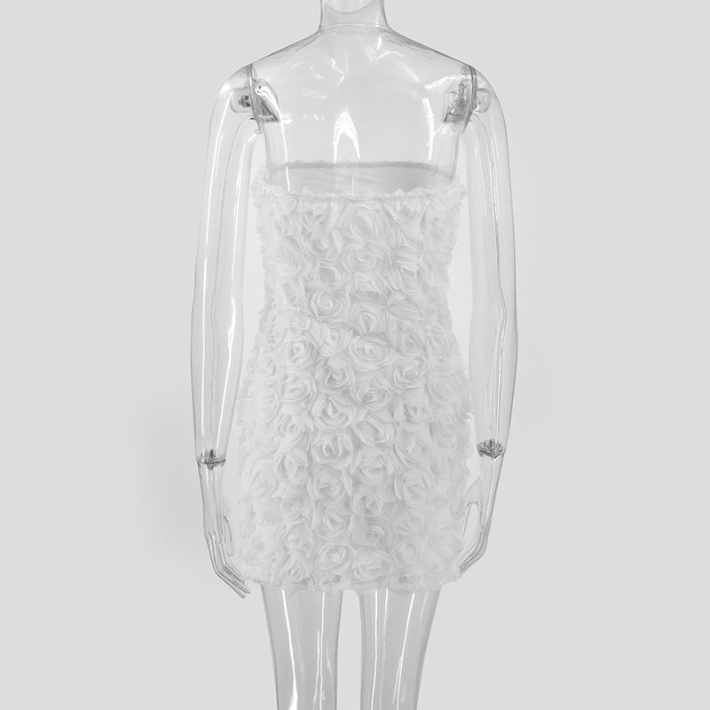 Women Sexy Floral Strapless Bodycon Dress 16