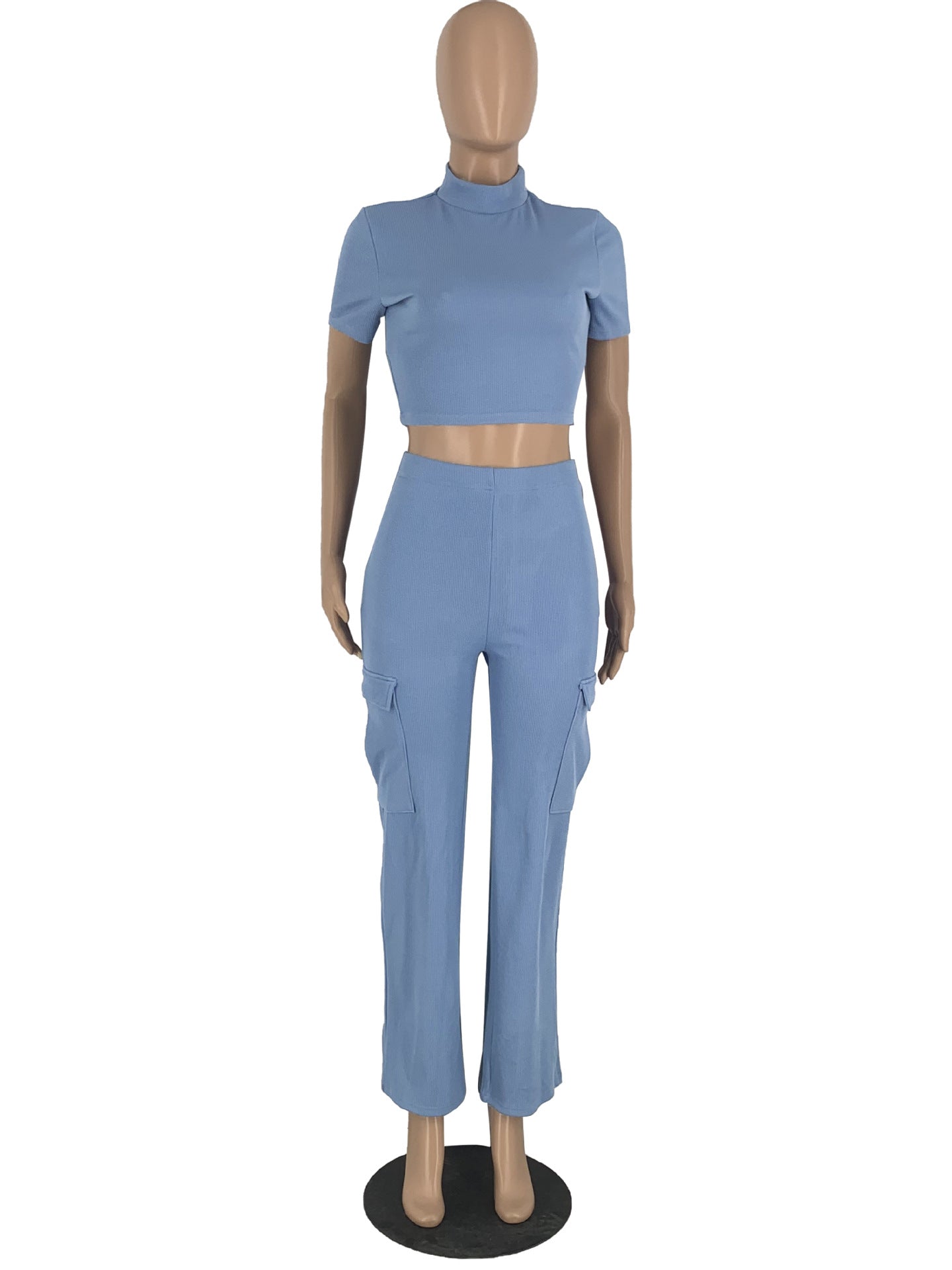 Women Casual Top and Pocket Pant Two-piece Set 12