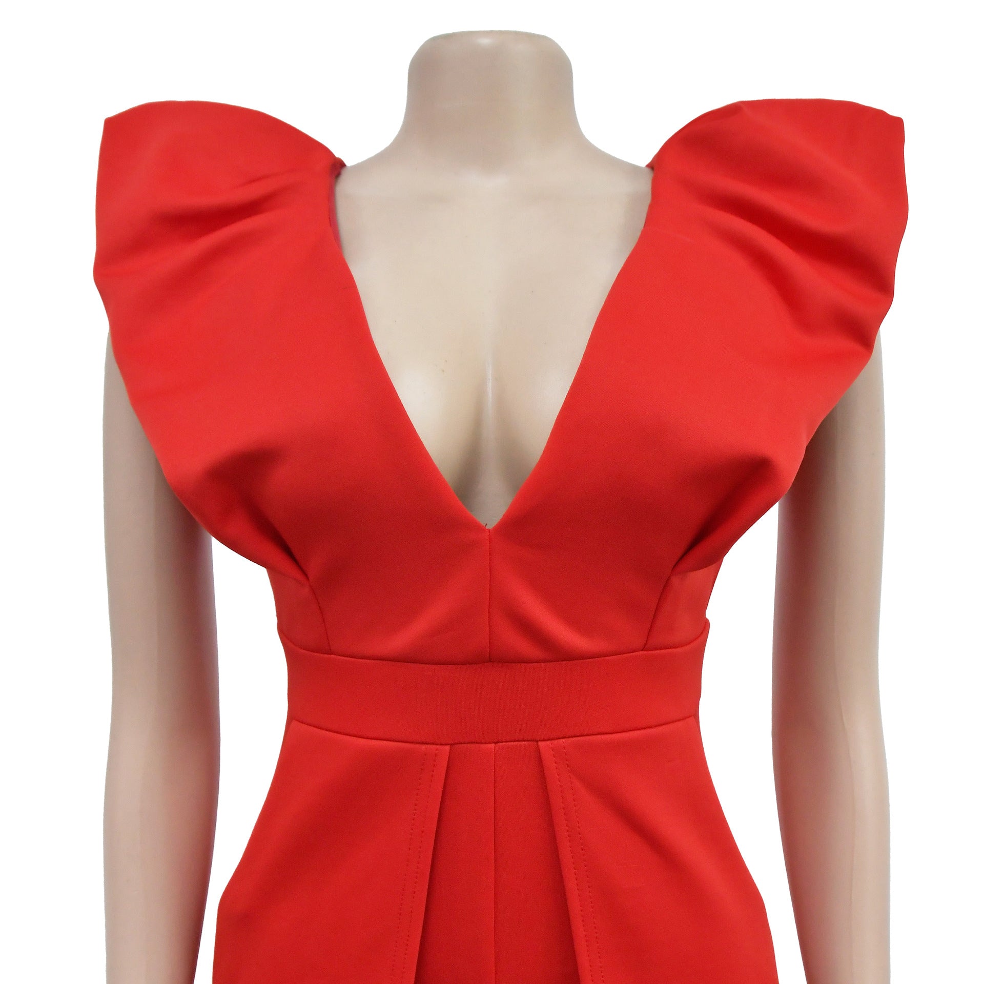 Women Solid Sexy V Neck Pleated Jumpsuit 17