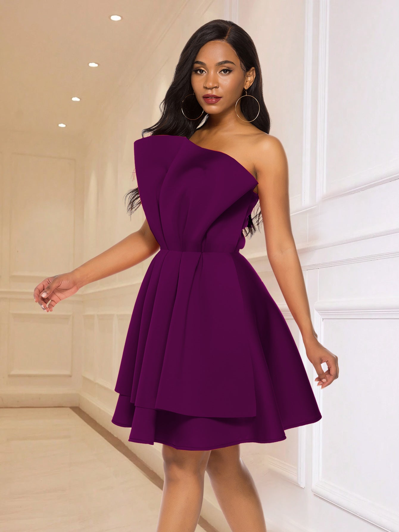 Women sexy Strapless ruffle Formal Party dresses 9
