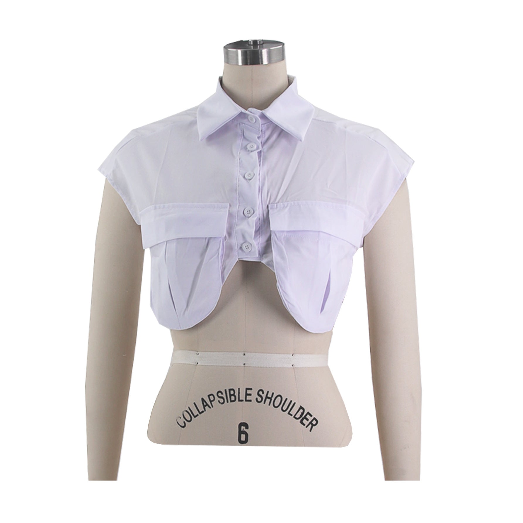 Sexy Solid Color Pocket Patchwork Irregular Loose Single Breasted Shirt 9