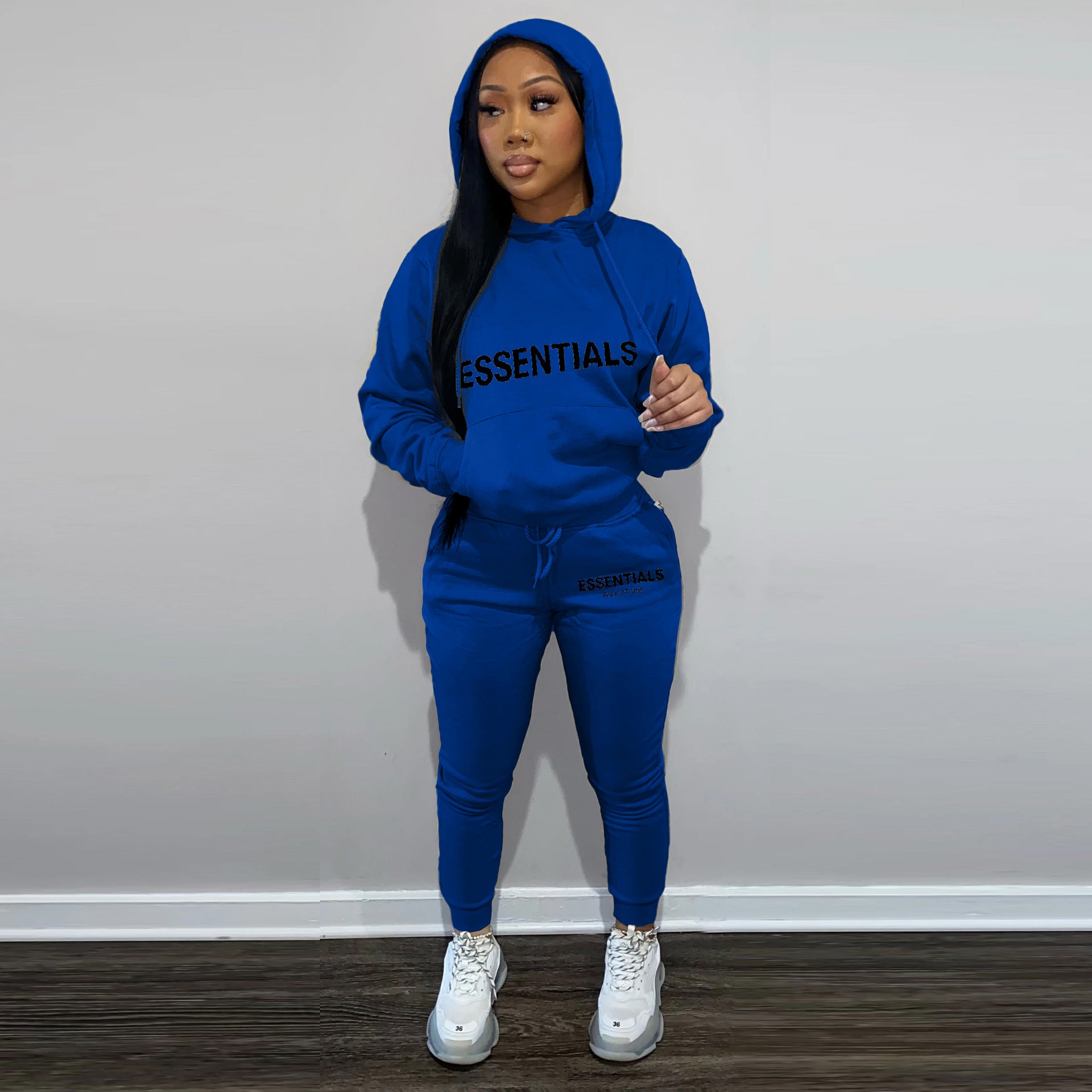 Womens Trend Letter Pringt Hooded Tracksuit Hoodies Sweatpants Two Piece Set 8