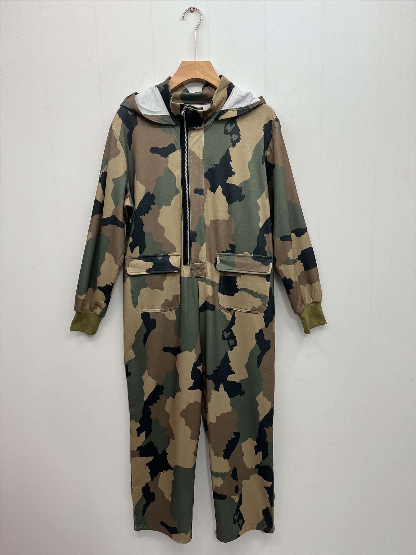 Women's Casual Fashion Multi-Pocket Zipper Camouflage Jumpsuit 11