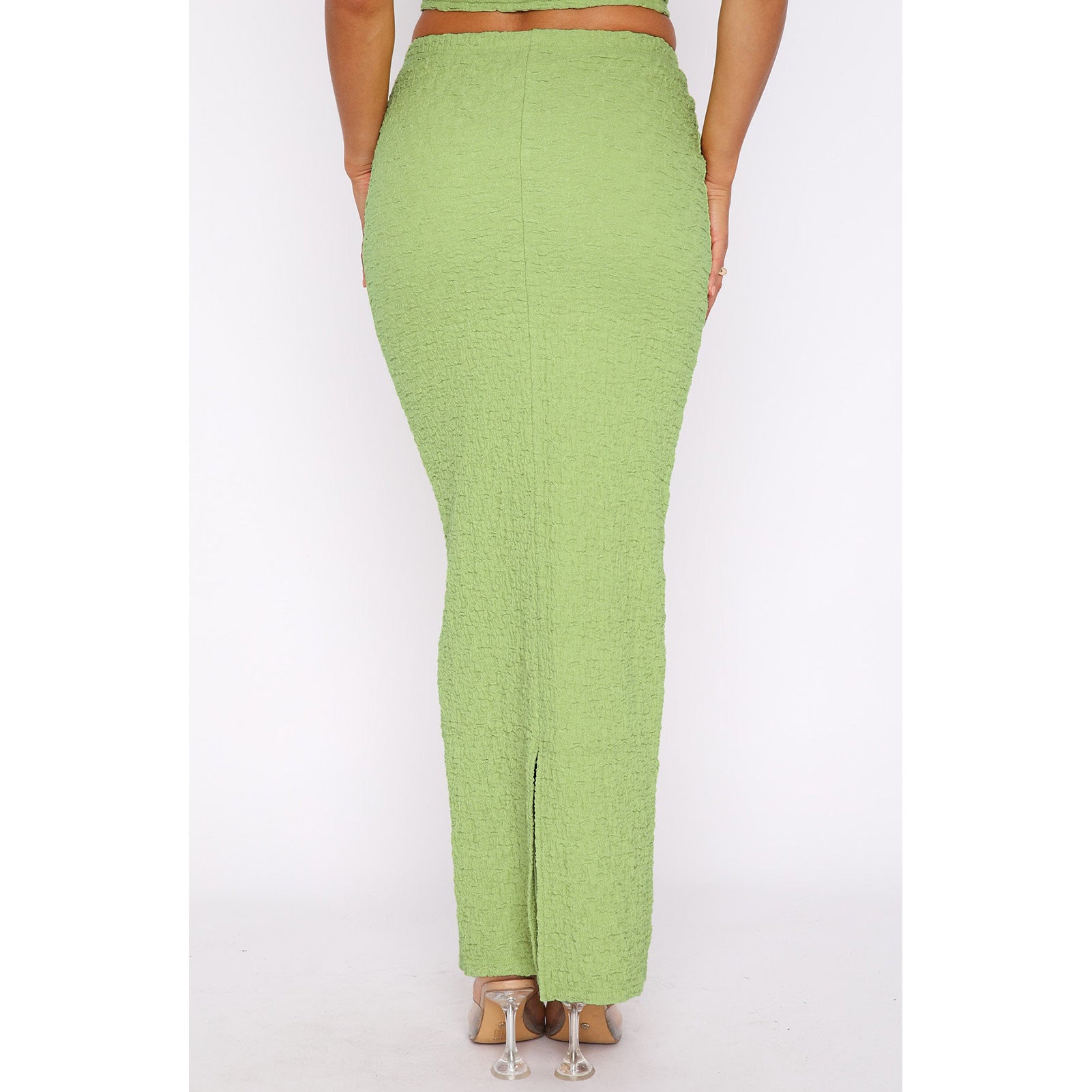 Women's Solid Strapless Top Slit Skirt Set Two Piece Set 10