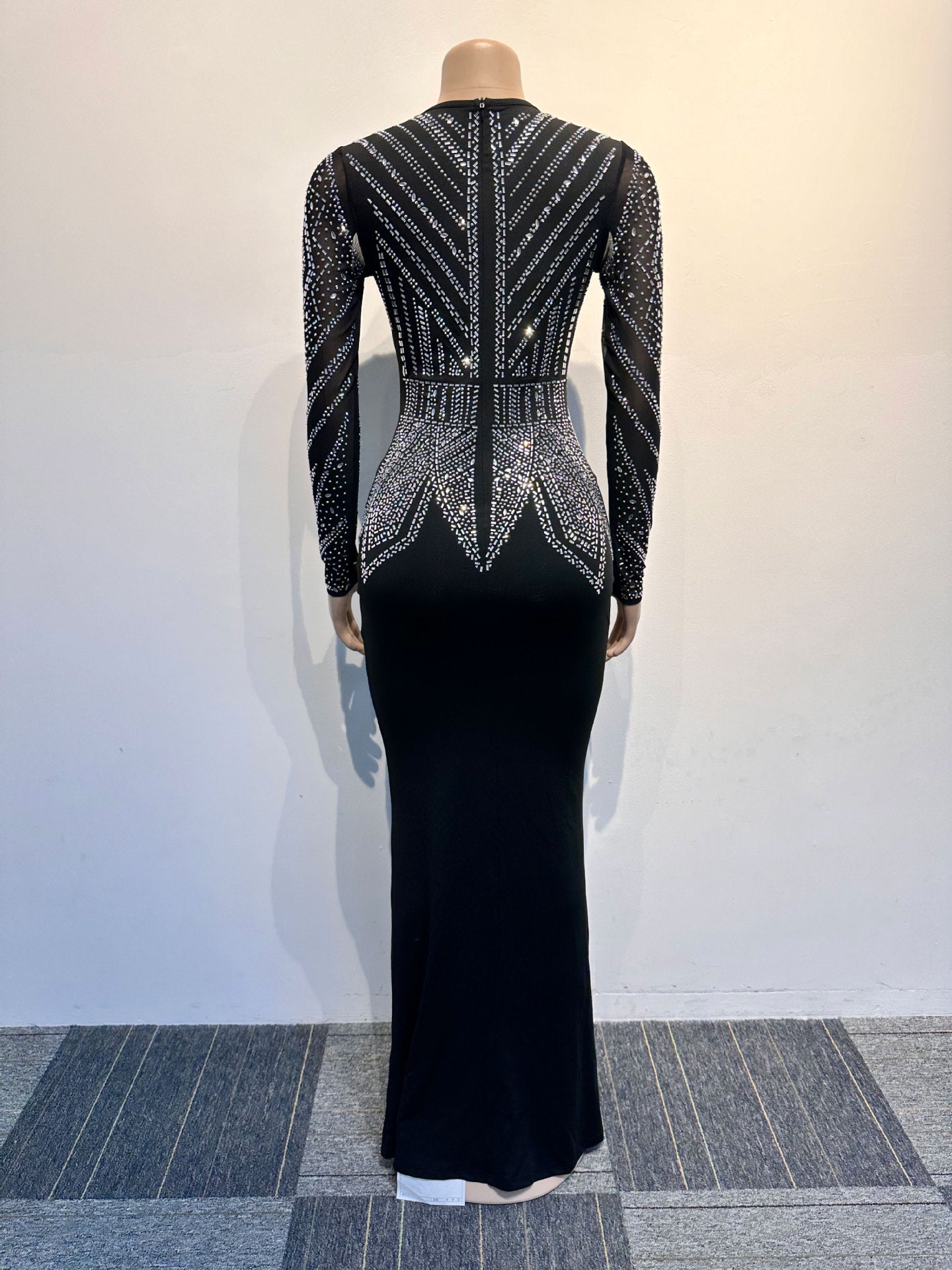 Women Sexy Beaded Bodycon V-Neck Dress 6