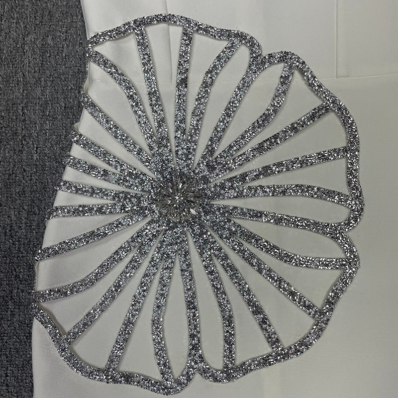 Women's Round Neck Sleeveless Luxury Rhinestone Elegant Bandage Dress 10