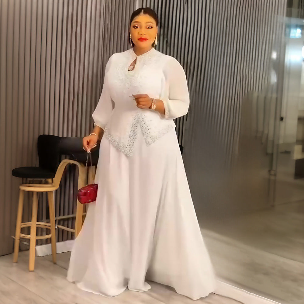 Career Women's Muslim Africa Beaded Fashion Plus Size Dress 5