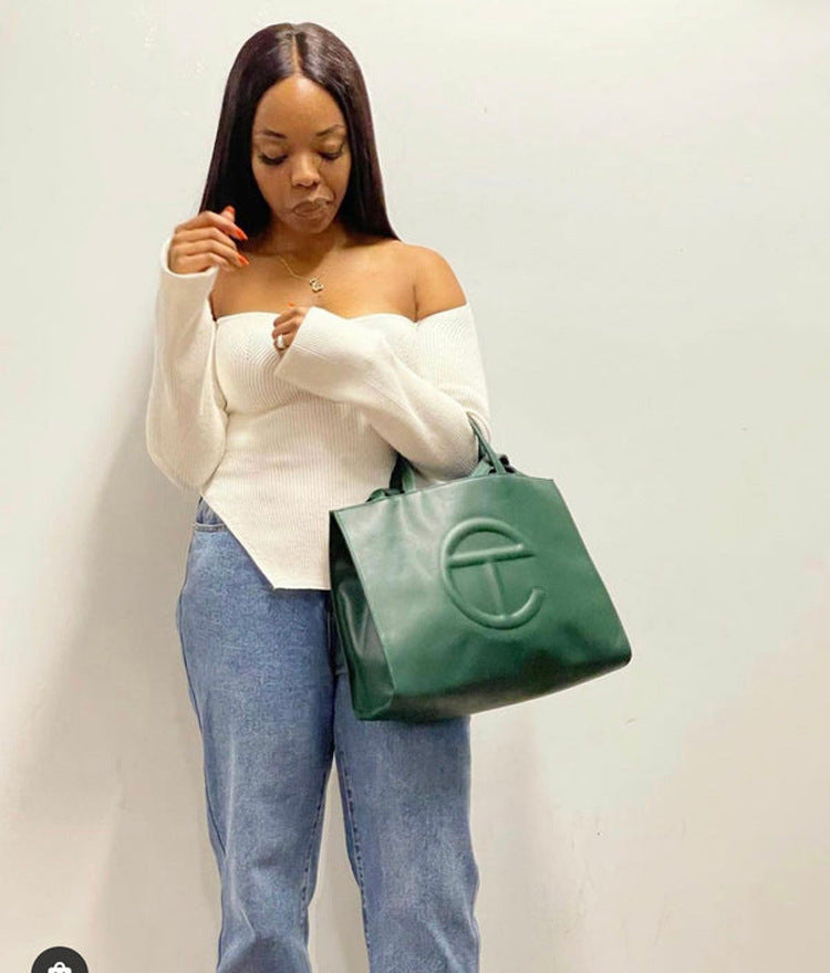 African-Style Fall/Winter Off-The-Shoulder Basic Knitting Sweater Top 13