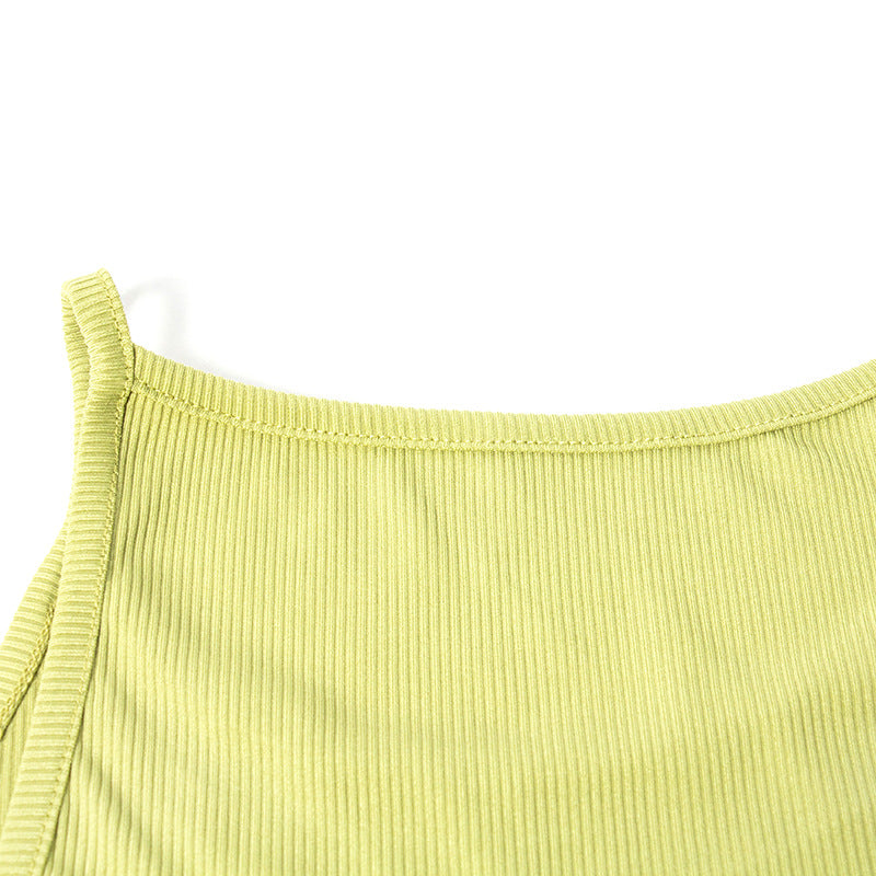 Women Summer Solid Sleeveless Round Neck Slit Bodycon Dress 15