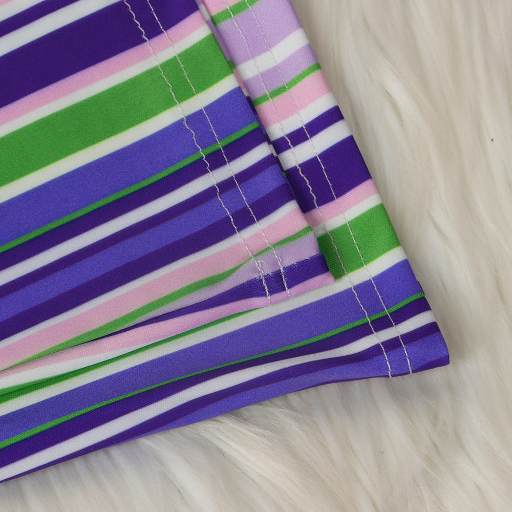 Multi-Color Striped Halter Neck Slim Fit Bell Bottom Women's Jumpsuit 21