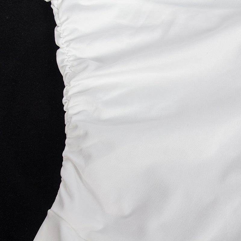 Women Summer Solid Sleeveless Halter Neck Strapless Irregular Dress 12