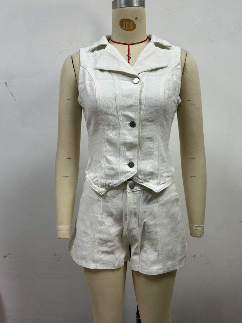 Women Denim Vest and shorts two-piece set 5