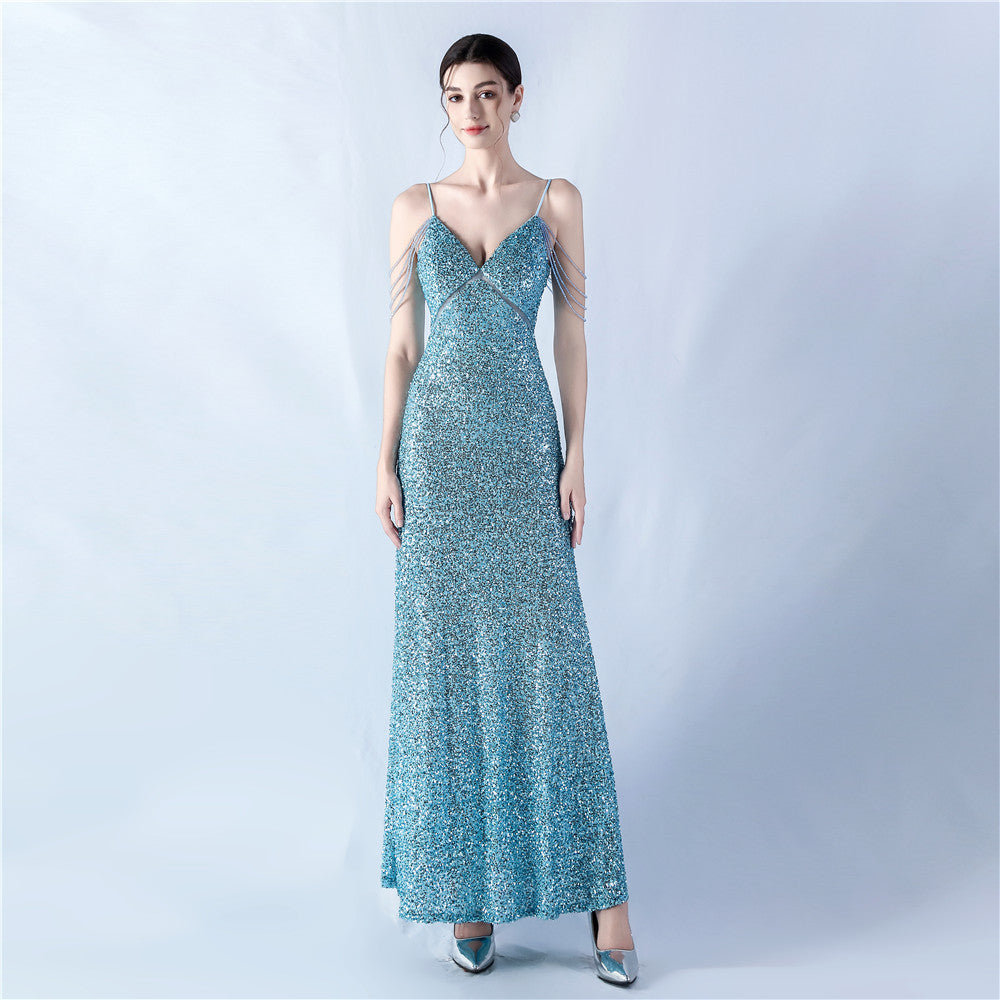 Women mesh sequined evening dress 11