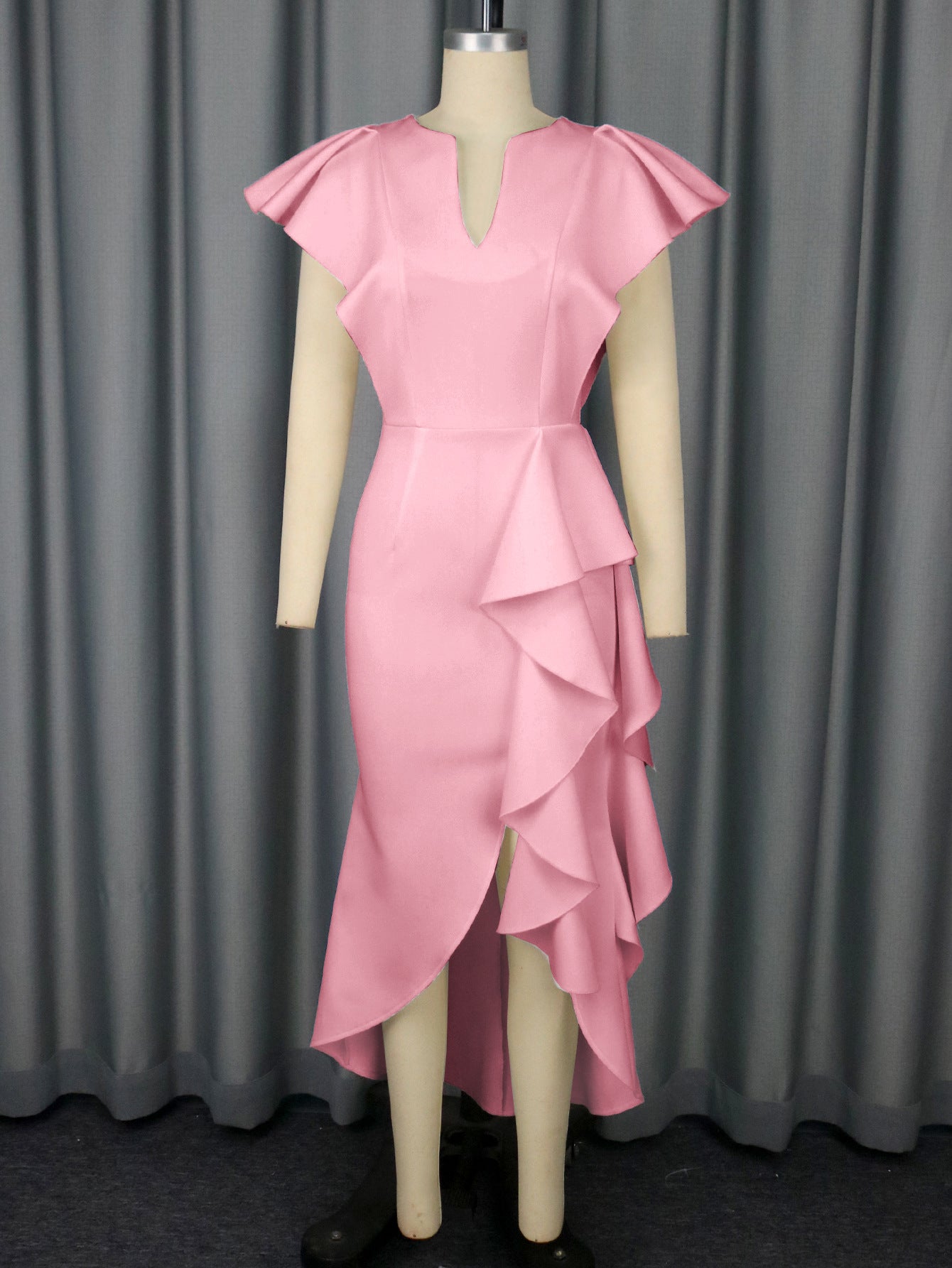 Plus-Size Women Ruffle Irregular Formal Party Dress 3