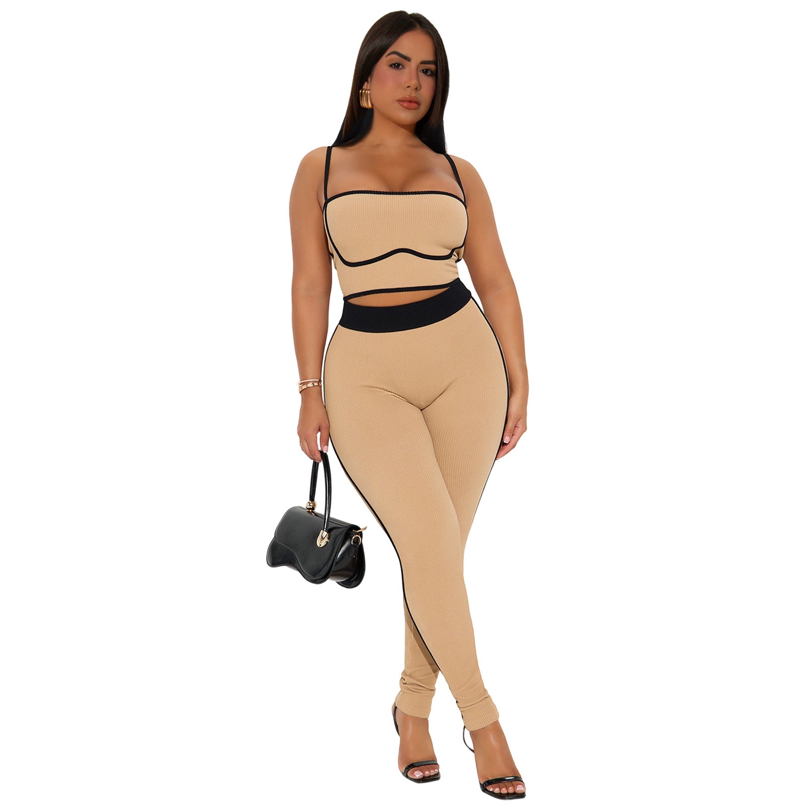 Women Sports Suspender Top and Pants Two-Piece Set 3