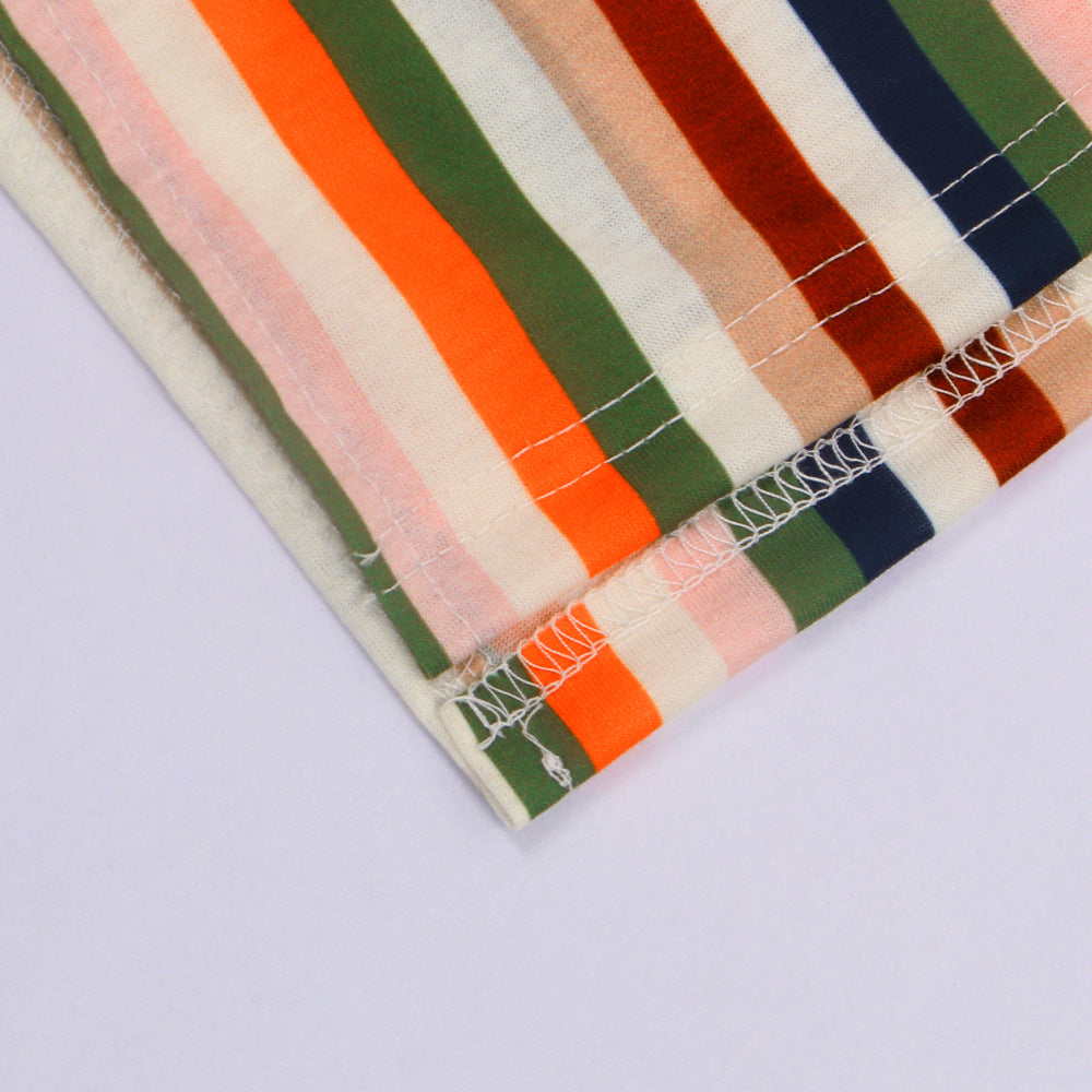 Women sexy striped Backless suspender slit dress 15