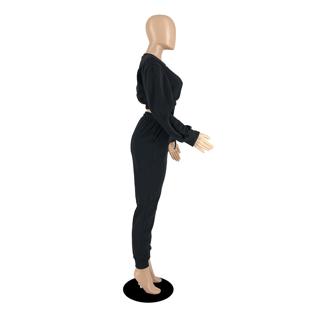 Women's Fall/Winter 22 Round Neck Loose Basic Solid Japanese Hoodies Set 14