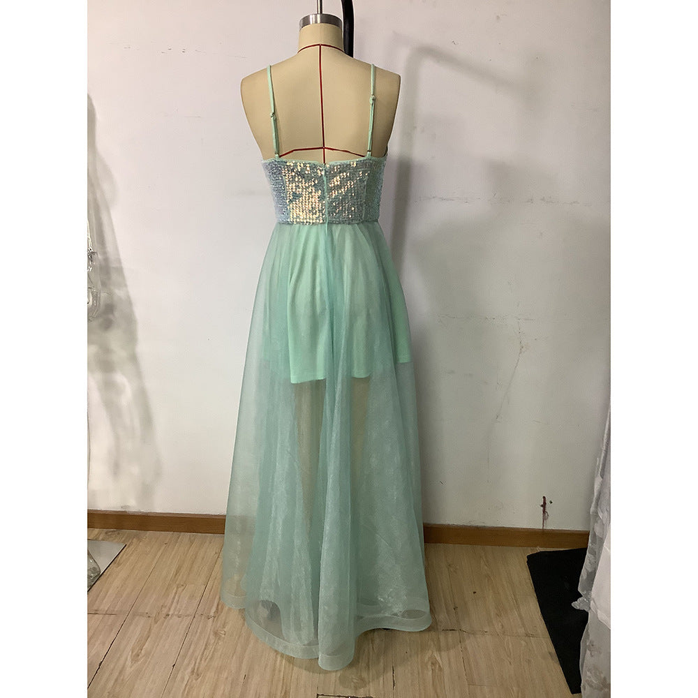 Summer Sexy Elegant Sequin Patchwork Formal Party Evening Dress 8