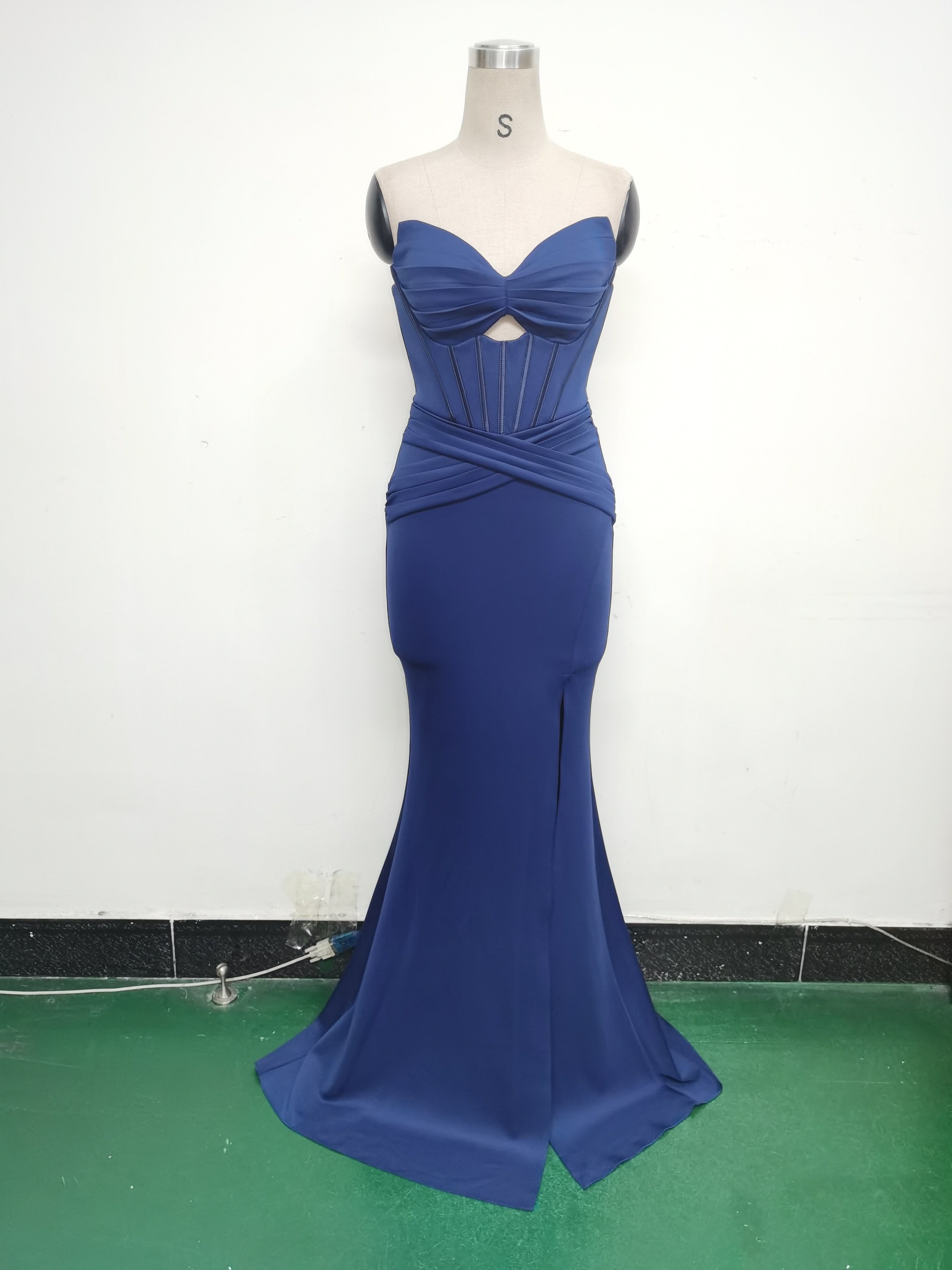 Women herringbone Strapless sweetheart neck hollow Lace-Up Formal Party evening dress 24