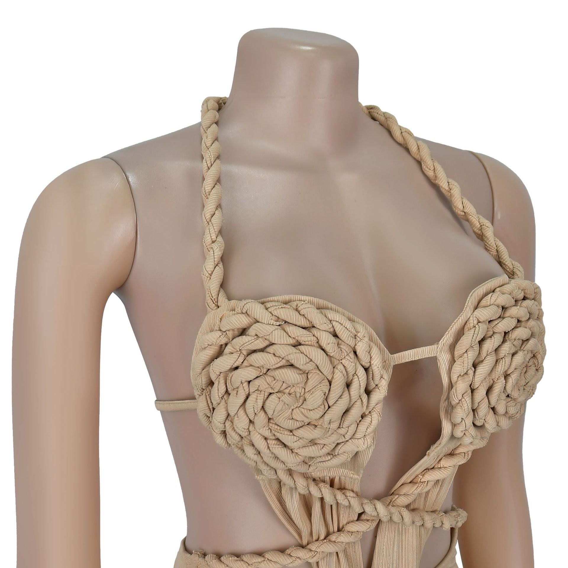 Women sexy knitting Halter Neck Backless Solid Dress 19