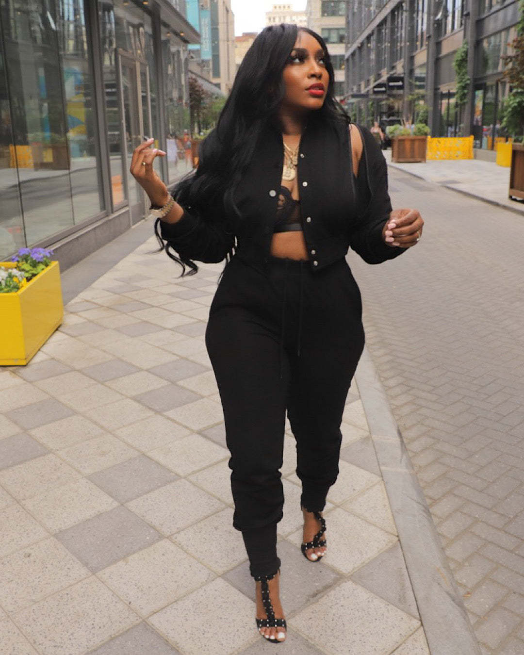 Women sports zipper jacket and Pant two-piece set 3