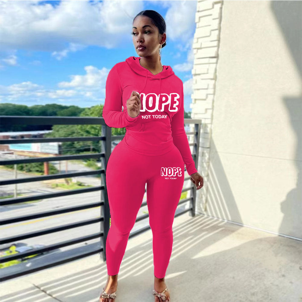 Plus Size Women's Sexy Fashion Printed Sports Two-Piece Pants Set 5