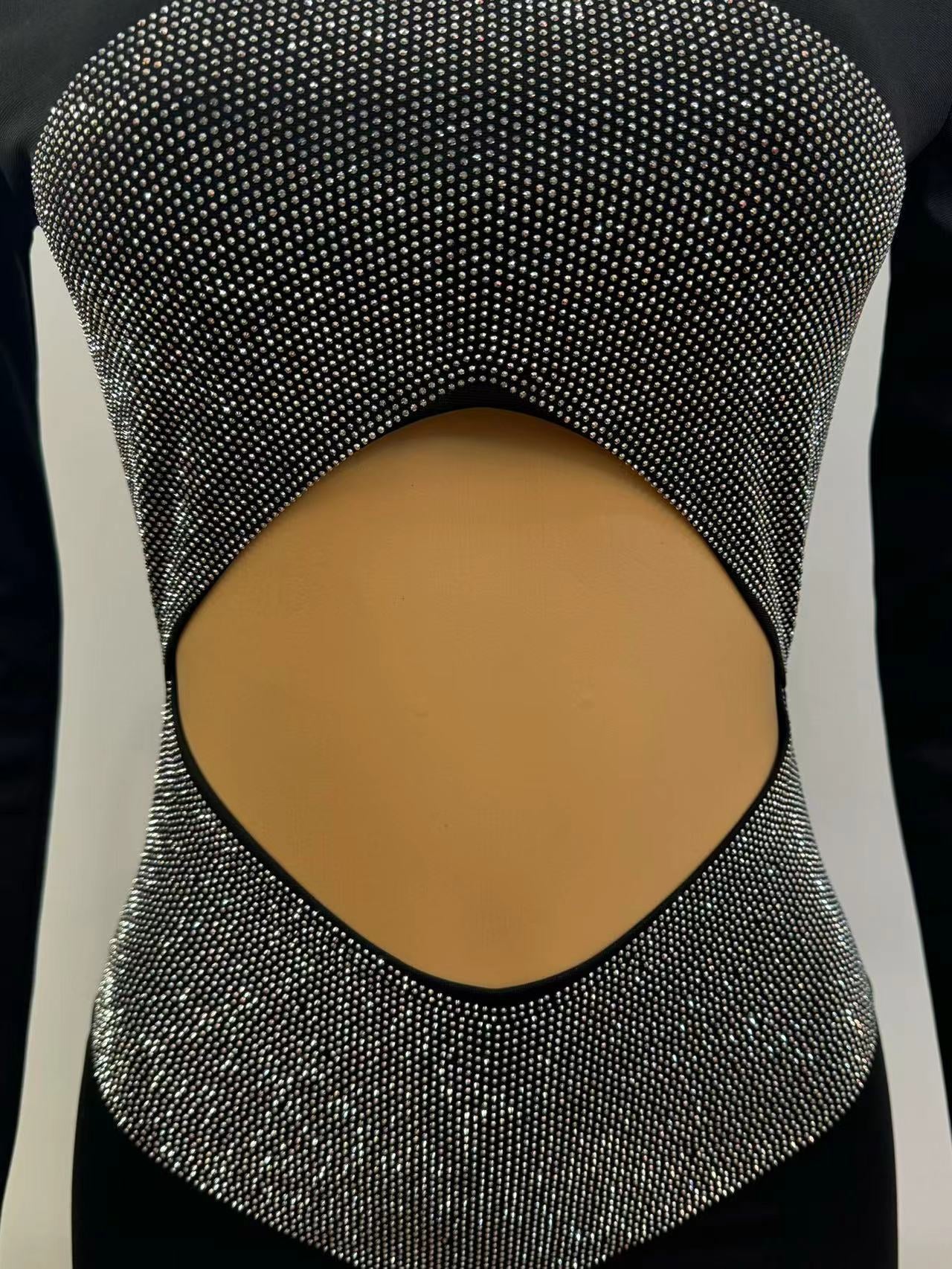 Women Sequin Cutout Round Neck Long Sleeve Bodycon Dress 8