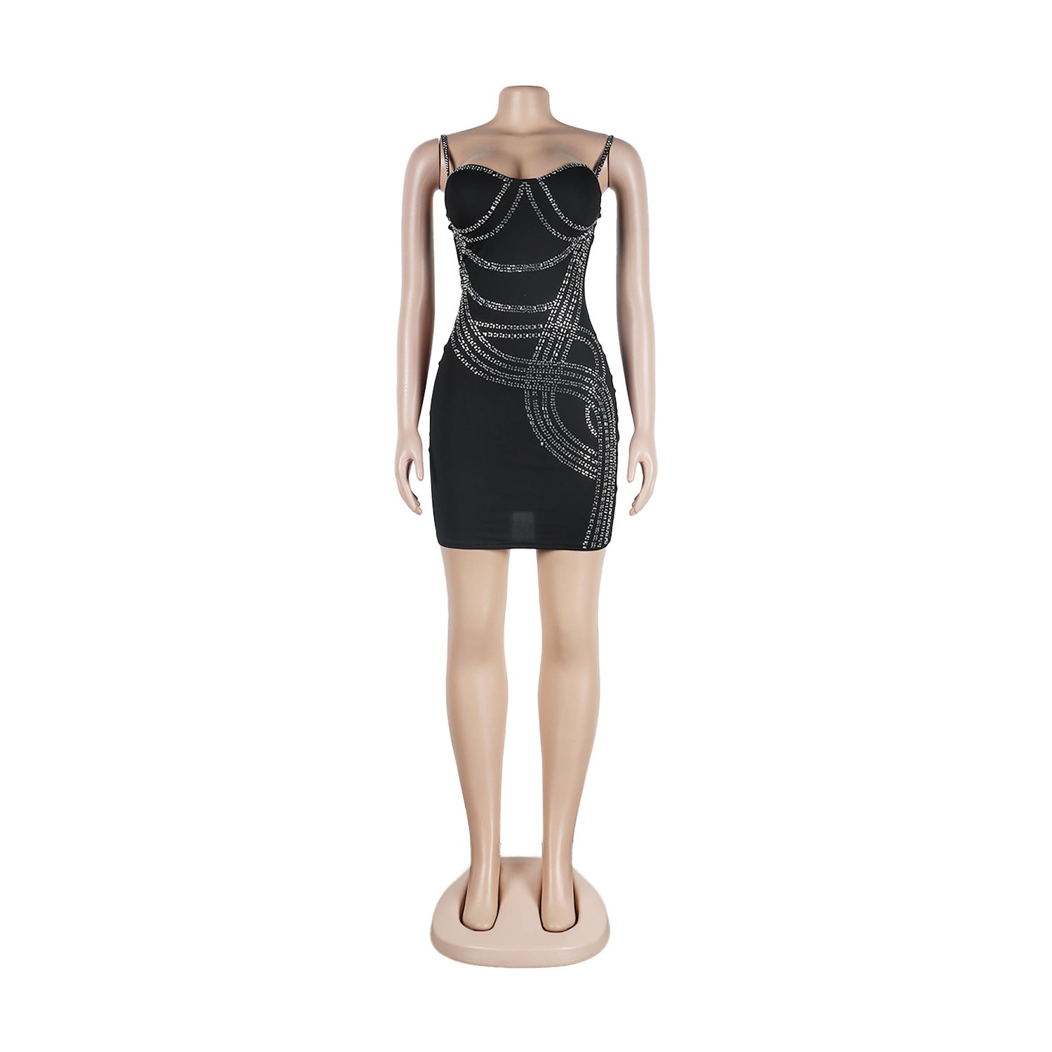 Sexy Beaded straps Slim bodycon club Dress 4