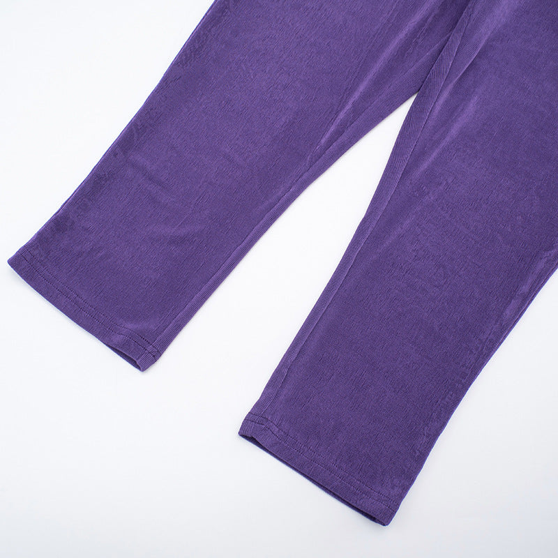 Women Fall Sexy Halter Neck Top and Capri Two-Piece Set 17