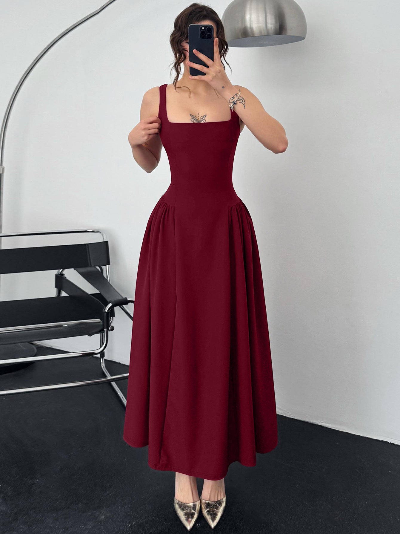 Women's Summer Fashion Sexy Low Back Zipper Slim Waist Strap Dress 4