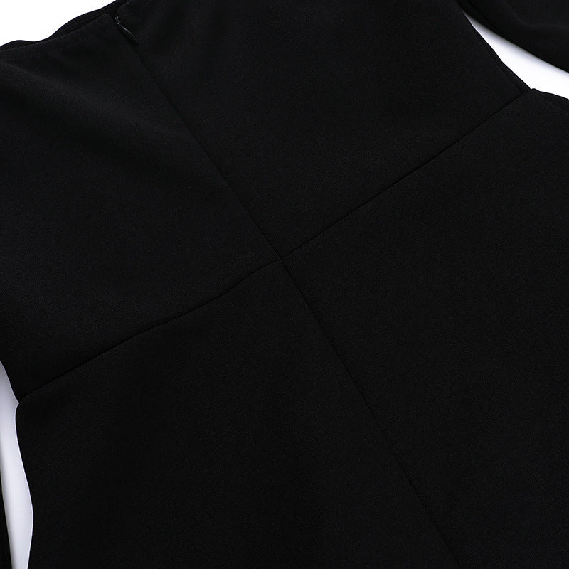 Women autumn Pearl Square Neck Bodycon Dress 24