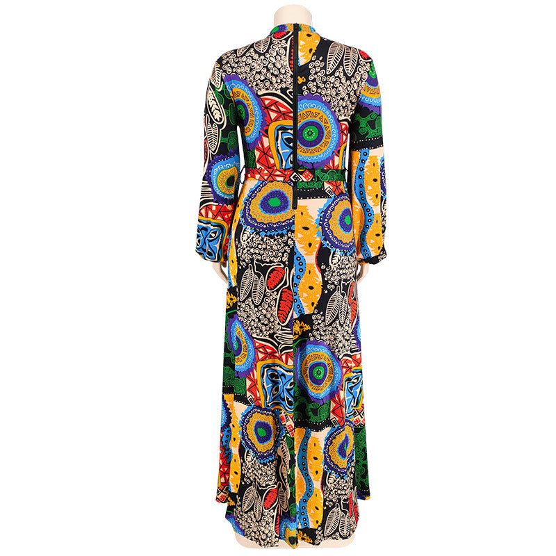 Plus Size Autumn Women's Clothing Back Zipper Long Maxi Dress 15