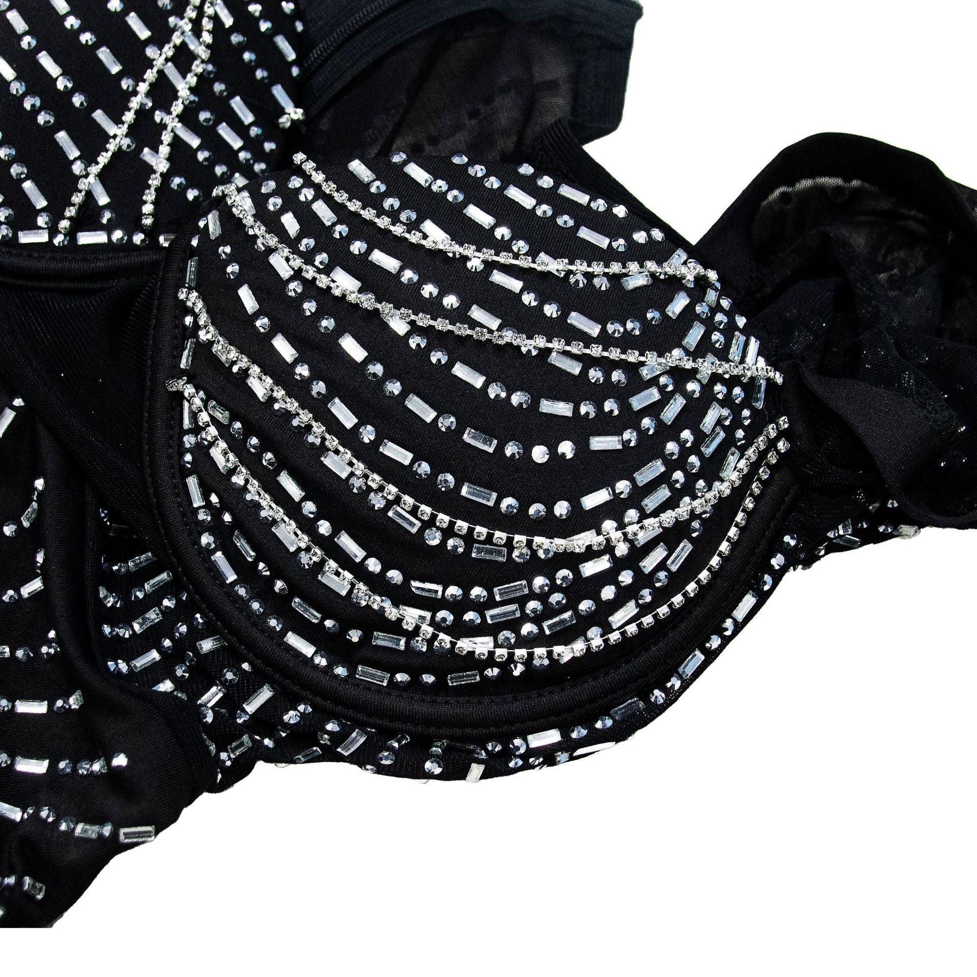 Women's Fashion Solid Color Mesh Beaded Long Sleeve Dress 14